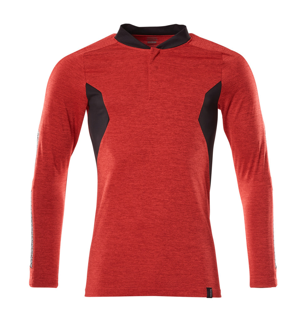 Mascot Accelerate Coolmax Pro Long-Sleeved Polo Shirt #colour_traffic-red-black