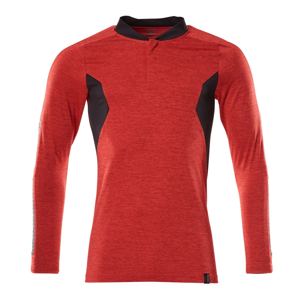 Mascot Accelerate Coolmax Pro Long-Sleeved Polo Shirt #colour_traffic-red-black