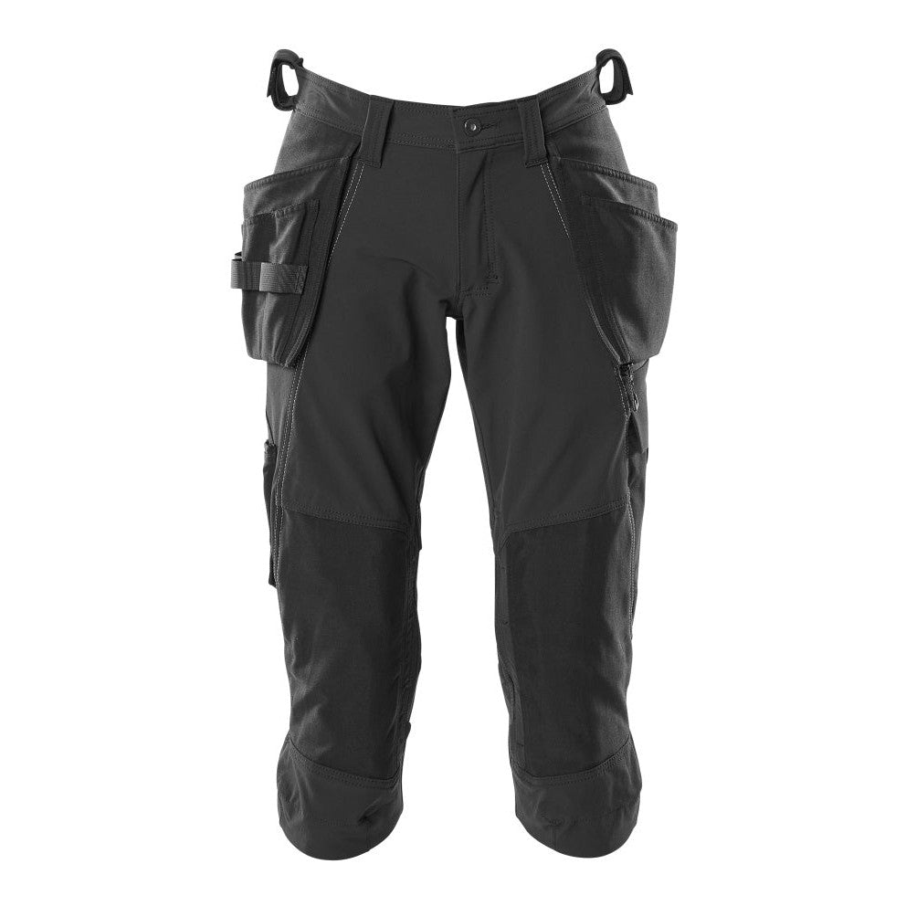 Mascot Accelerate 3/4 Stretch Craftsmen's Trousers with Holster Pockets #colour_black