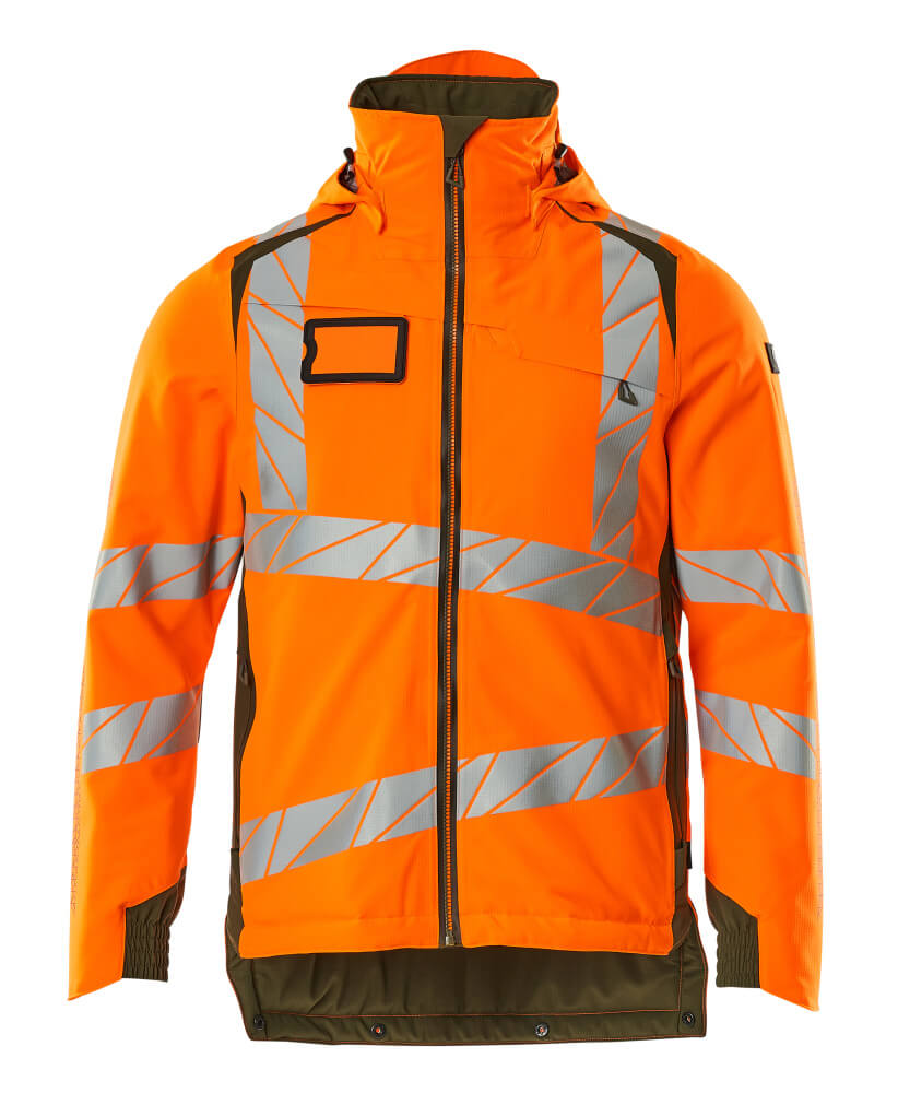 Mascot Accelerate Safe Lightweight Winter Jacket with CLIMascot - Hi-Vis Orange/Moss Green #colour_hi-vis-orange-moss-green