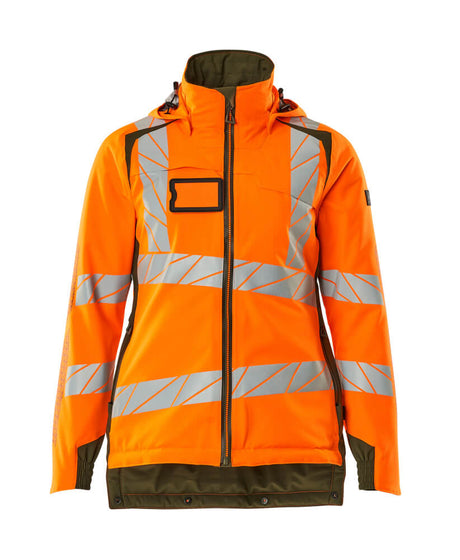 Mascot Accelerate Safe Winter Jacket for Ladies with CLIMascot #colour_hi-vis-orange-moss-green