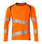 Mascot Accelerate Safe Modern Fit Long-Sleeved T-shirt #colour_hi-vis-orange-dark-navy