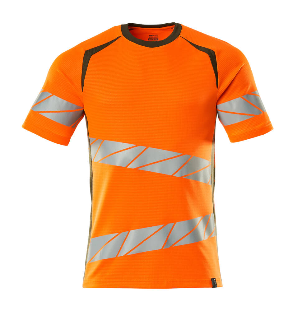 Mascot Accelerate Safe Modern Fit T-shirt #colour_hi-vis-orange-moss-green