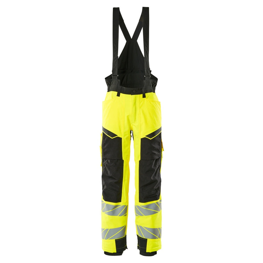 Mascot Accelerate Safe Winter Trousers with Kneepad Pockets #colour_hi-vis-yellow-black