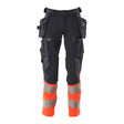 Mascot Accelerate Safe Trousers with Holster Pockets - Dark Navy/Hi-Vis Red #colour_dark-navy-hi-vis-red