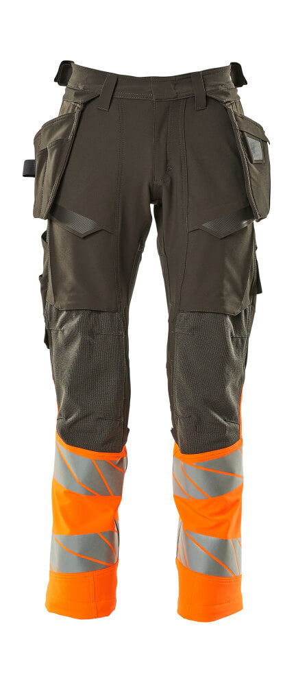 Mascot Accelerate Safe Trousers with Holster Pockets - Dark Anthracite/Hi-Vis Orange #colour_dark-anthracite-hi-vis-orange