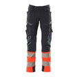 Mascot Accelerate Safe Trousers with Kneepad Pockets - Dark Navy/Hi-Vis Red #colour_dark-navy-hi-vis-red