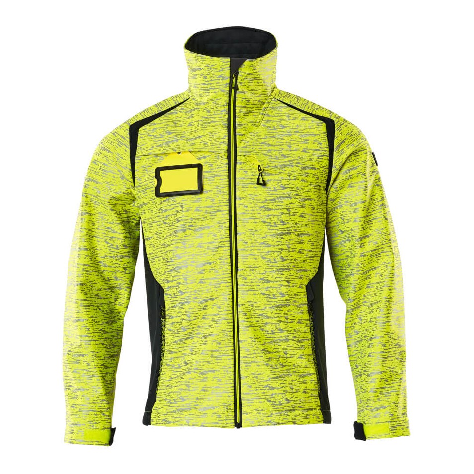 Mascot Accelerate Safe Softshell Jacket with Reflectors #colour_hi-vis-yellow-dark-navy