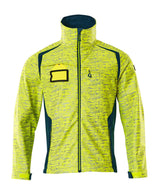 Mascot Accelerate Safe Softshell Jacket with Reflectors #colour_hi-vis-yellow-dark-petroleum