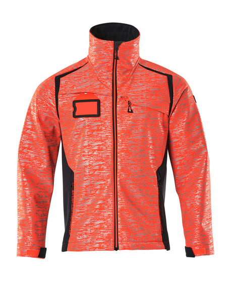 Mascot Accelerate Safe Softshell Jacket with Reflectors #colour_hi-vis-red-dark-navy