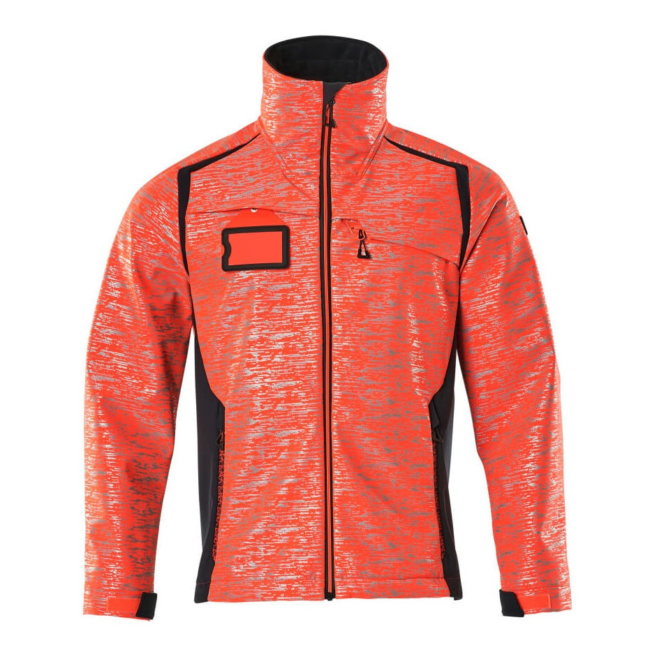 Mascot Accelerate Safe Softshell Jacket with Reflectors #colour_hi-vis-red-dark-navy