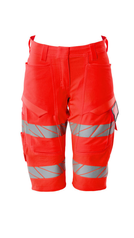 Mascot Accelerate Safe Ladies Diamond Fit Stretch Shorts #colour_hi-vis-red