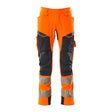 Mascot Accelerate Safe Trousers with Kneepad Pockets - Hi-Vis Orange/Dark Navy #colour_hi-vis-orange-dark-navy