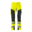 Mascot Accelerate Safe Trousers with Kneepad Pockets - Hi-Vis Yellow/Dark Navy #colour_hi-vis-yellow-dark-navy