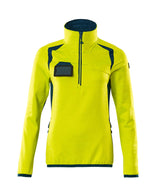 Mascot Accelerate Safe Ladies Half Zip Microfleece #colour_hi-vis-yellow-dark-petroleum