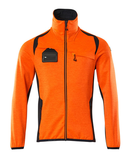 Mascot Accelerate Safe Microfleece Jacket with Half Zip #colour_hi-vis-orange-dark-navy