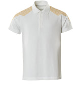 Mascot Food & Care Polo Shirt #colour_white-curry-gold