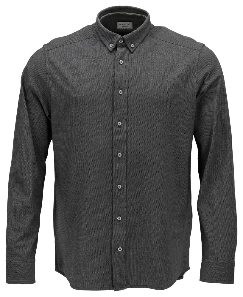 Mascot Frontline Modern Fit Stretch Shirt #colour_dark-anthracite-light-grey-glecked