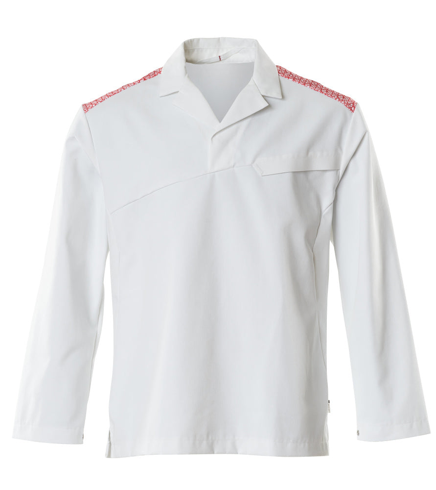 Mascot Food & Care Smock #colour_white-traffic-red