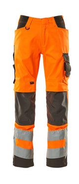 Mascot Safe Supreme Trousers with Kneepad Pockets #colour_hi-vis-orange-dark-anthracite