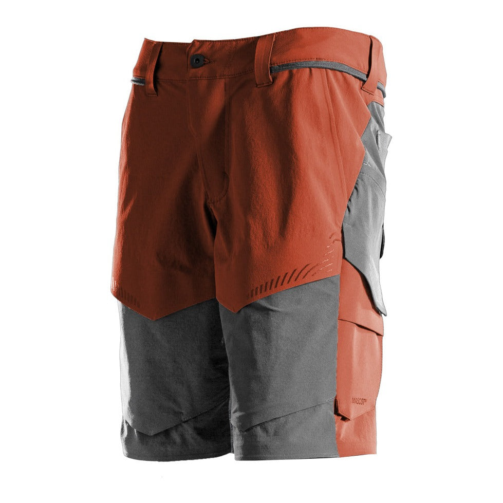 Mascot Customized Stretch Lightweight Shorts - Autumn Red /Stone Grey #colour_autumn-red-stone-grey