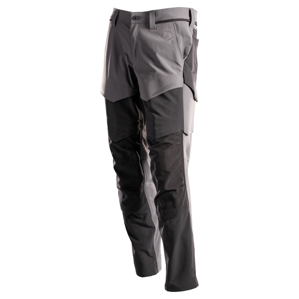 Mascot Customized Stretch Trousers with Kneepad Pockets - Stone Grey/Black #colour_stone-grey-black