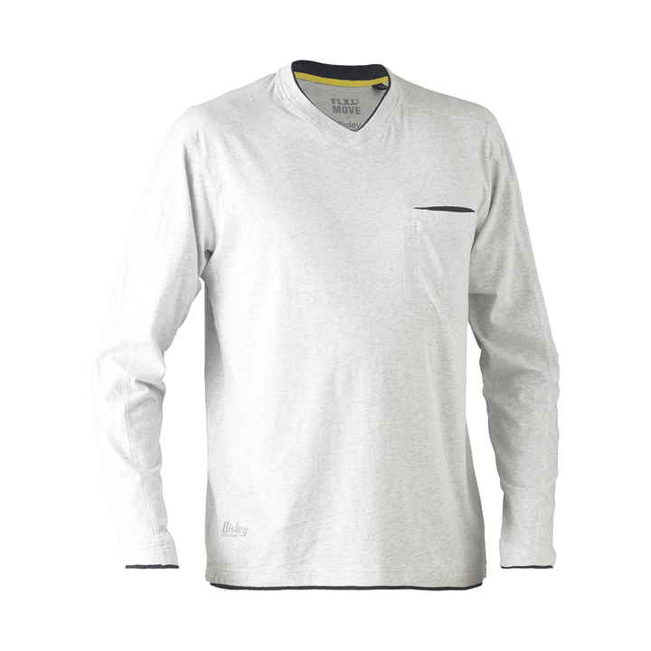 Bisley Flex & Move Long Sleeve Cotton V Neck T-Shirt