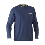 Bisley Flex & Move Long Sleeve Cotton V Neck T-Shirt