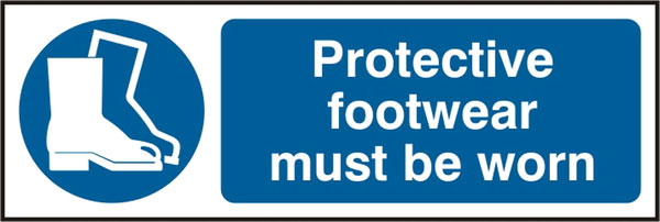 Bsafe Protective Footwear Must Be Worn Sign White/Blue