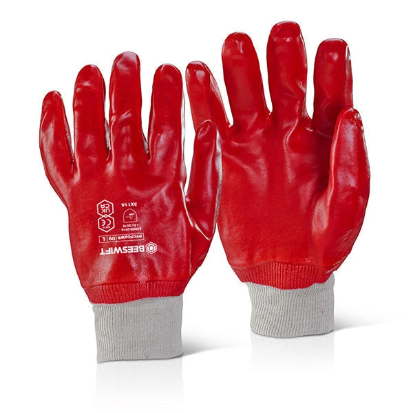 Beeswift PVC Fully Coated Knitted Wrist Red