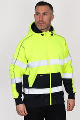 Bisley Taped Hi Vis Front Zip Fleece Hoodie