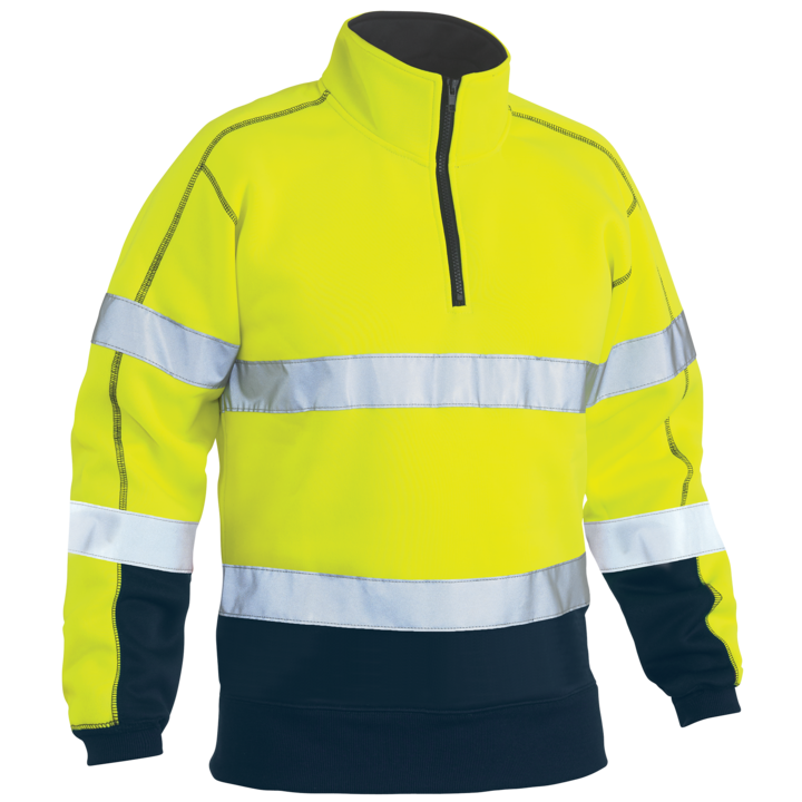 Bisley Taped Hi-Vis Fleece 1/4 Zip Pullover Jumper