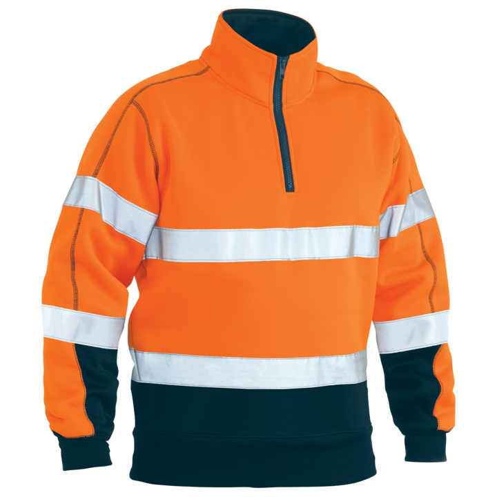 Bisley Taped Hi-Vis Fleece 1/4 Zip Pullover Jumper