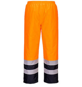 Portwest Hi-Vis Lined Rain Pants #colour_orange-navy-blue