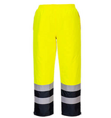 Portwest Hi-Vis Lined Rain Pants #colour_yellow-navy-blue